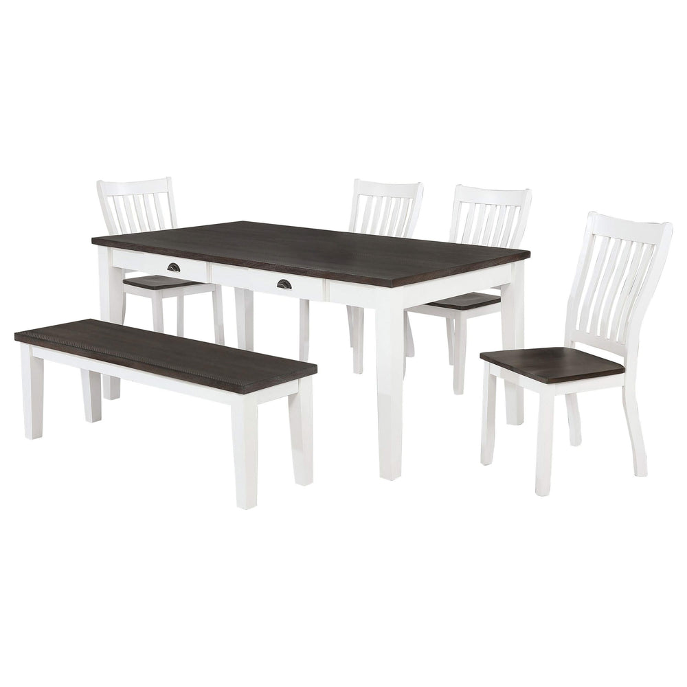 Juego de comedor rectangular Kingman de 6 piezas en color espresso y blanco