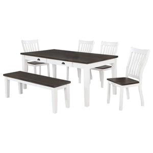 Juego de comedor rectangular Kingman de 6 piezas en color espresso y blanco
