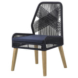 Sillas de comedor Nakia de cuerda tejida, color azul marino oscuro (juego de 2)