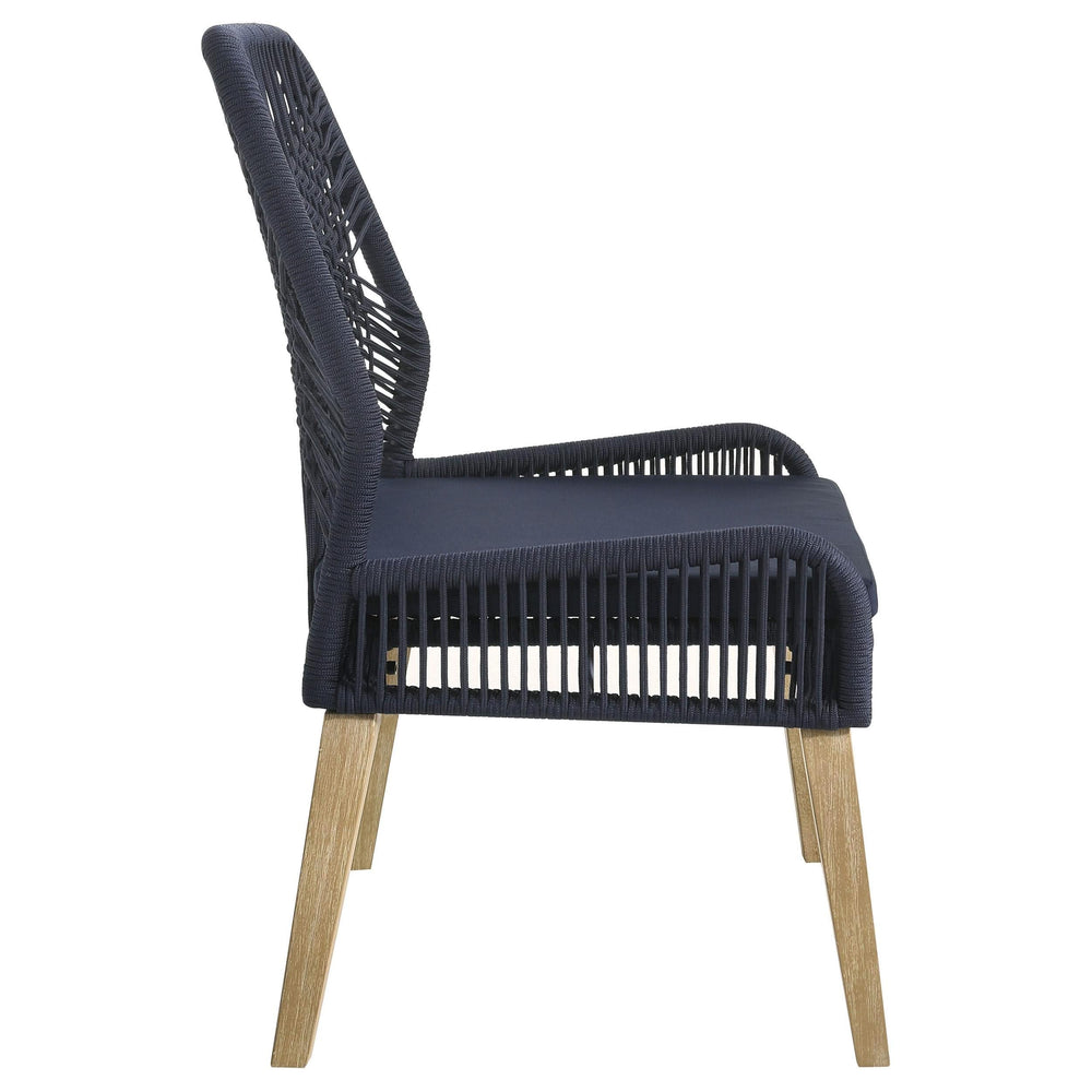 Sillas de comedor Nakia de cuerda tejida, color azul marino oscuro (juego de 2)