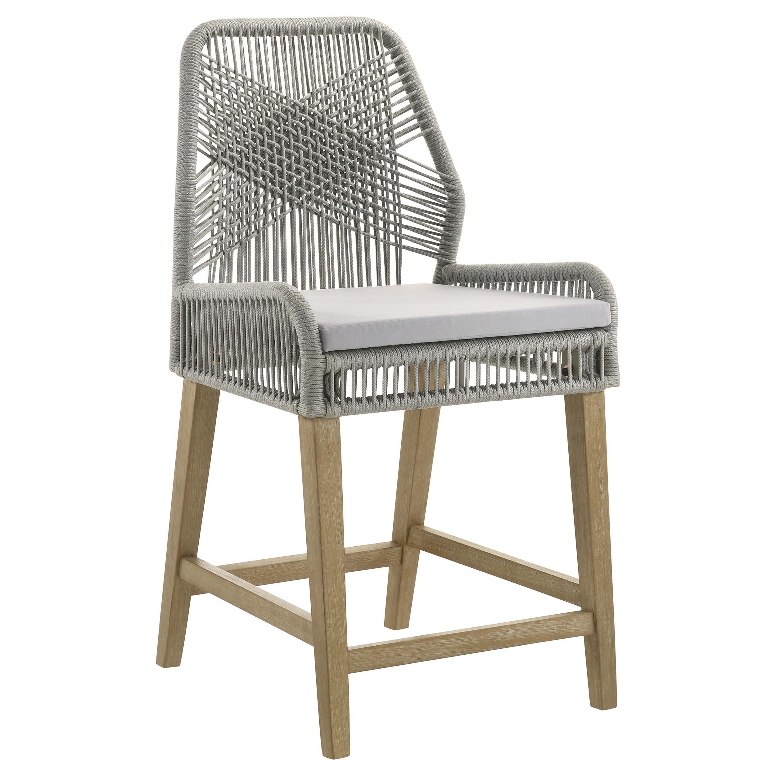 Silla de mostrador Nakia de cuerda tejida con cojín gris (juego de 2)