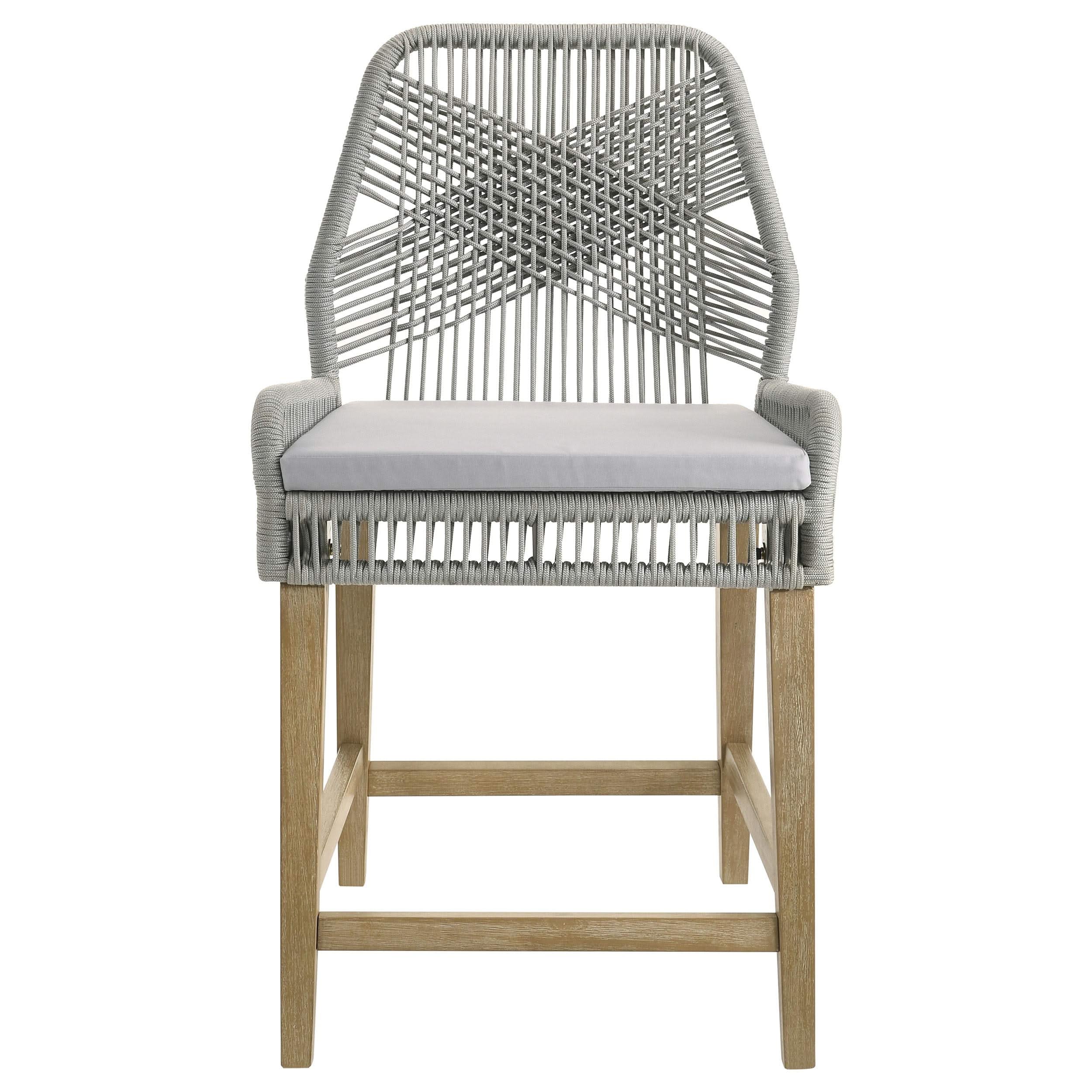 Silla de mostrador Nakia de cuerda tejida con cojín gris (juego de 2)