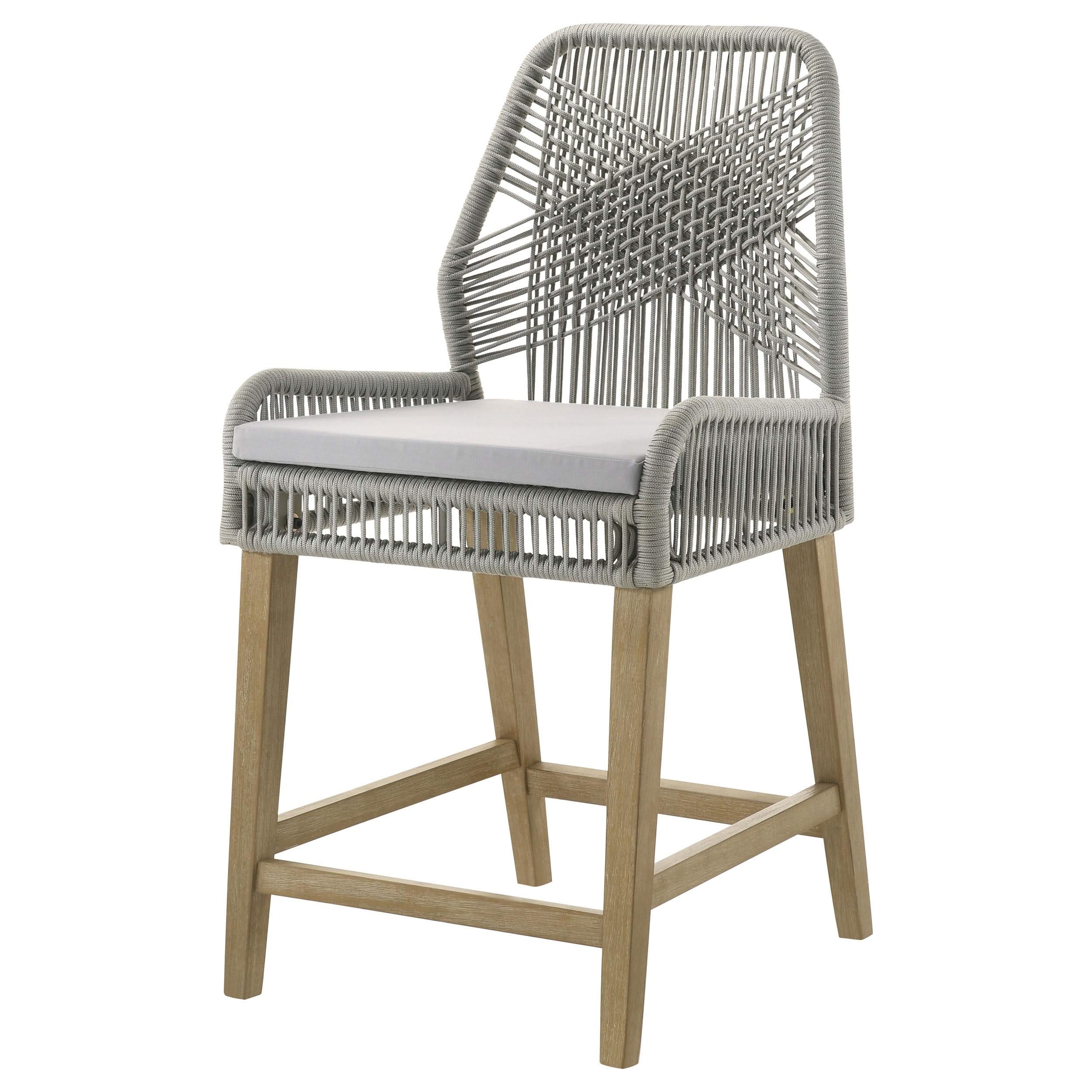 Silla de mostrador Nakia de cuerda tejida con cojín gris (juego de 2)