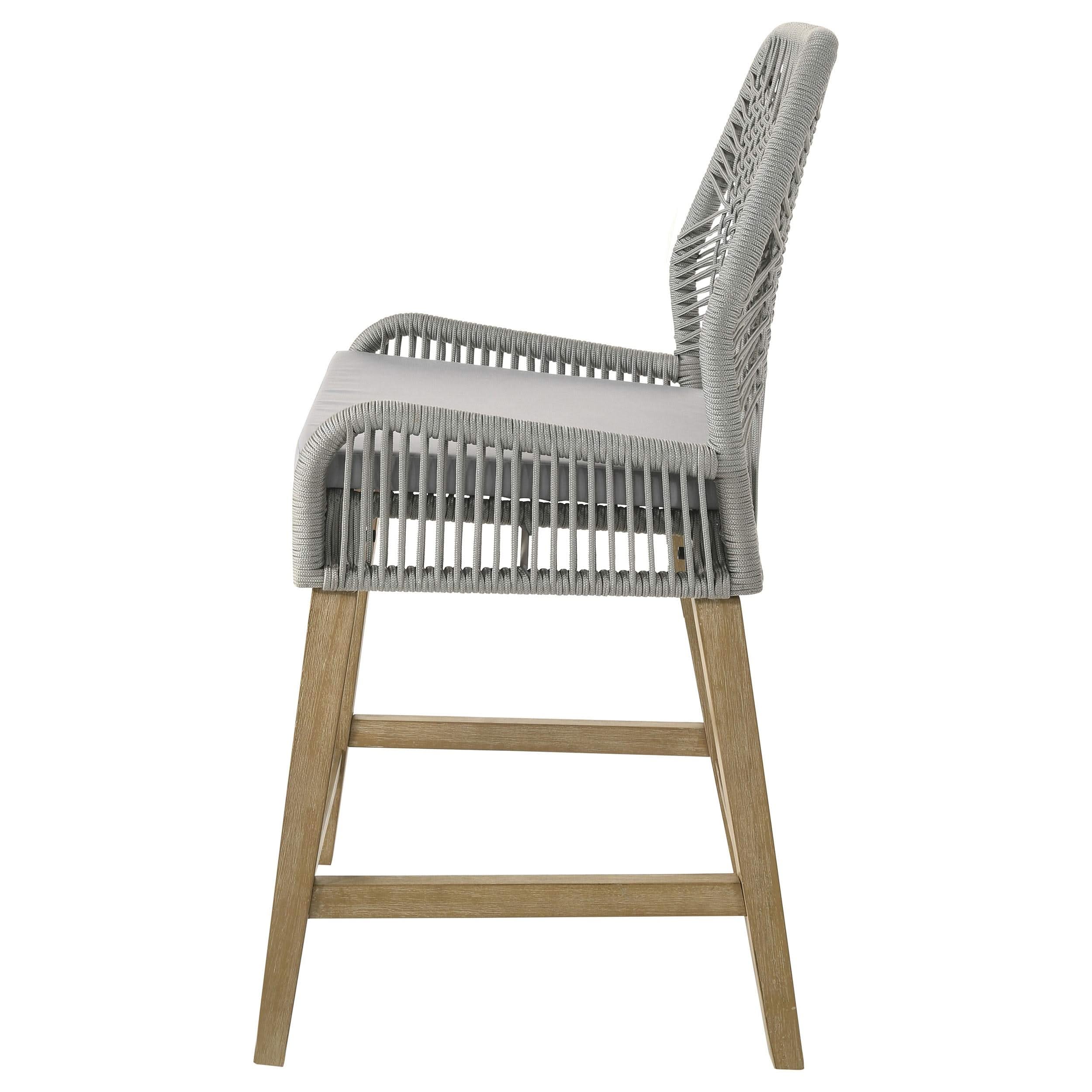 Silla de mostrador Nakia de cuerda tejida con cojín gris (juego de 2)