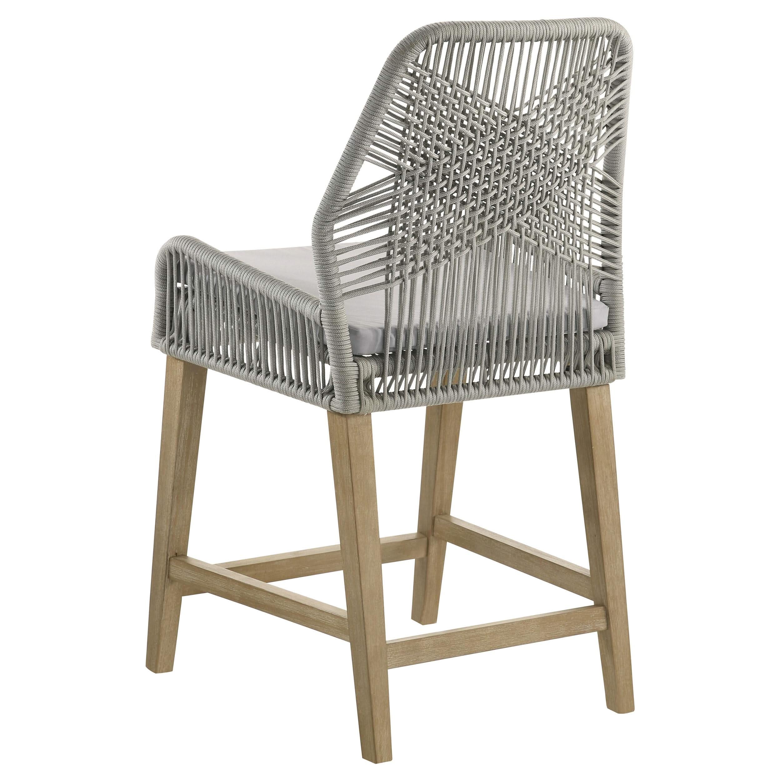 Silla de mostrador Nakia de cuerda tejida con cojín gris (juego de 2)