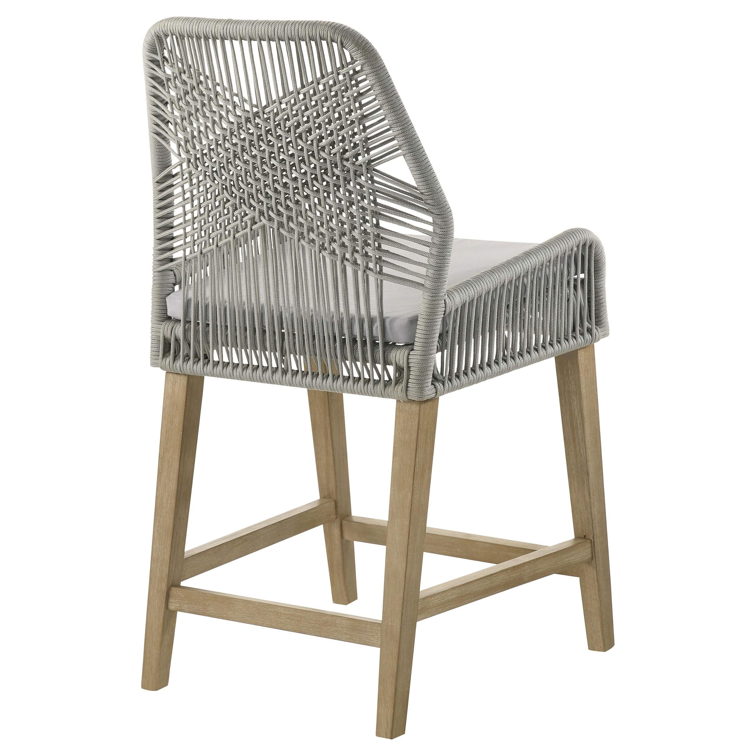 Silla de mostrador Nakia de cuerda tejida con cojín gris (juego de 2)