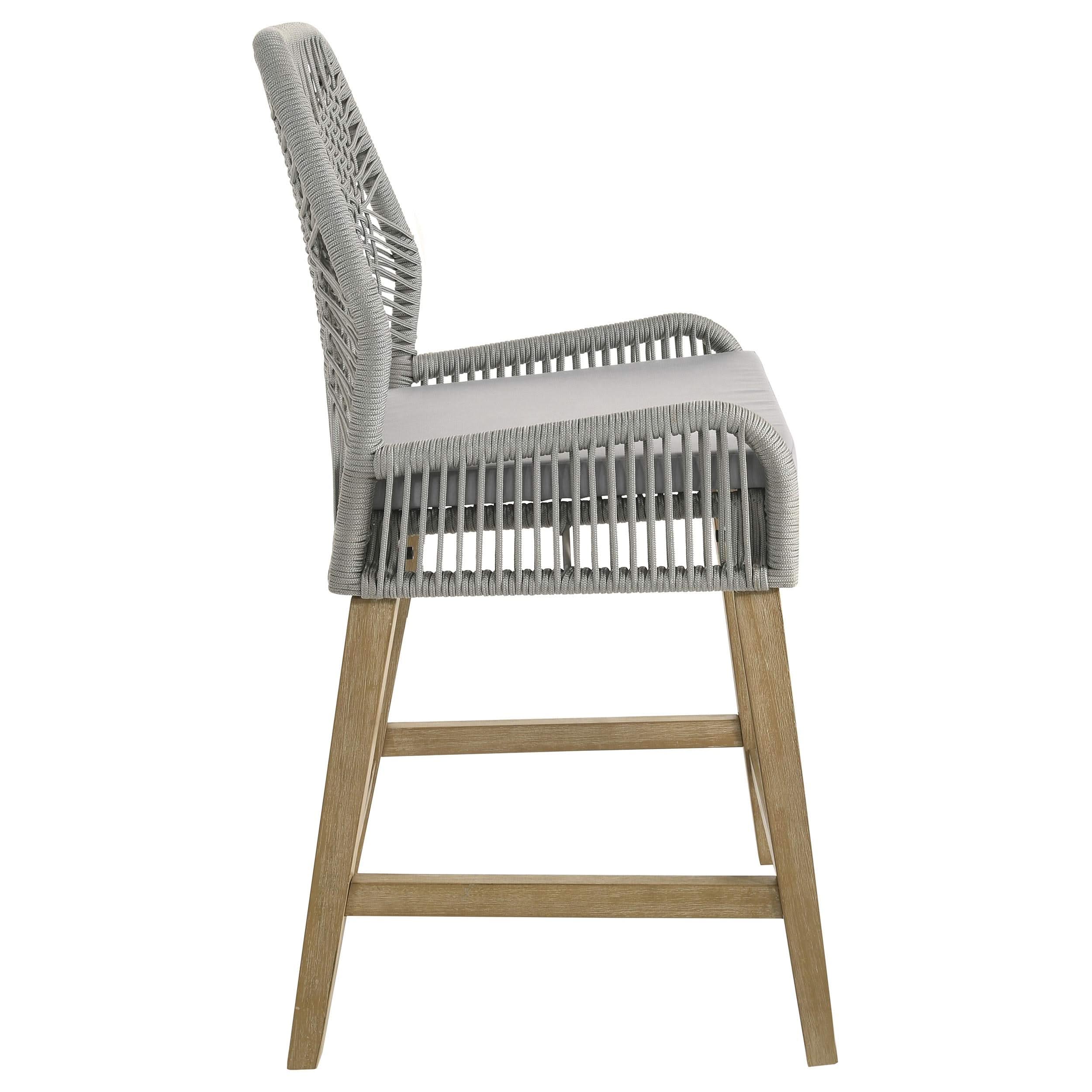 Silla de mostrador Nakia de cuerda tejida con cojín gris (juego de 2)