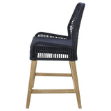 Silla de mostrador Nakia de cuerda tejida con cojín azul marino (juego de 2)