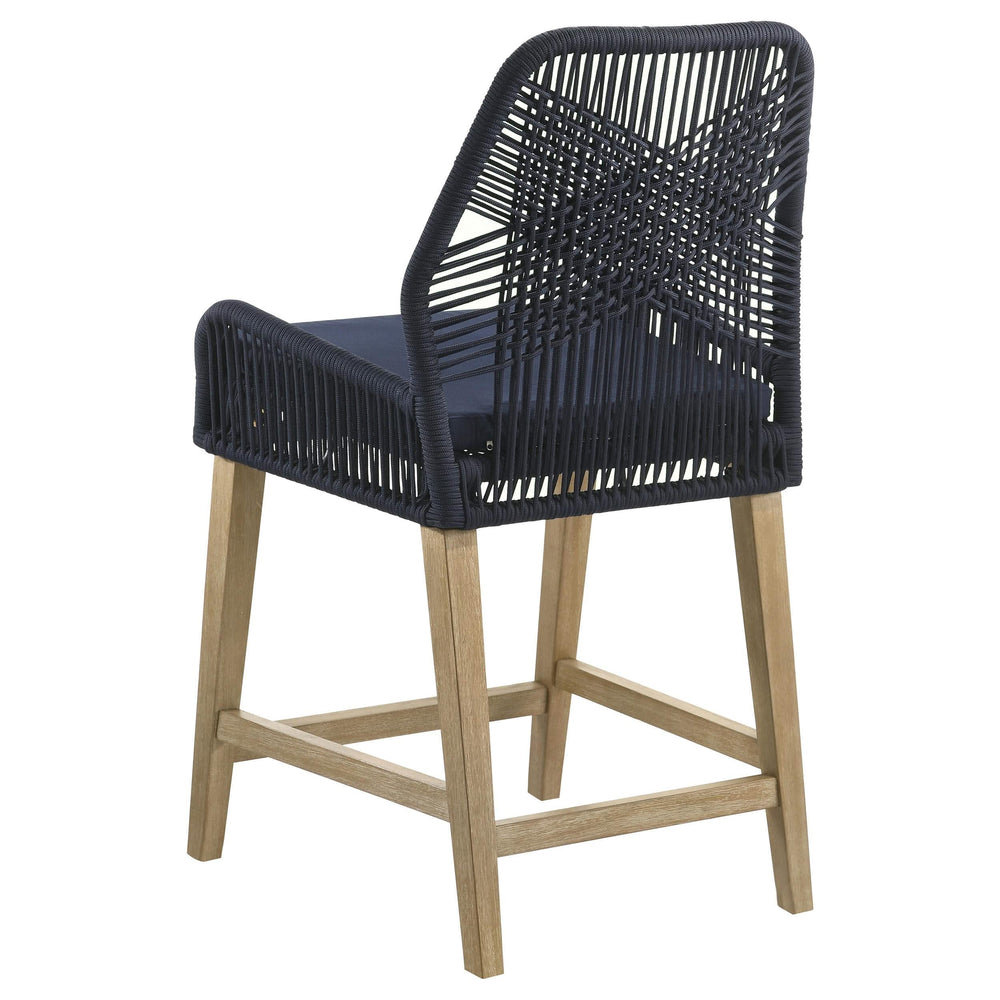 Silla de mostrador Nakia de cuerda tejida con cojín azul marino (juego de 2)