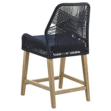 Silla de mostrador Nakia de cuerda tejida con cojín azul marino (juego de 2)