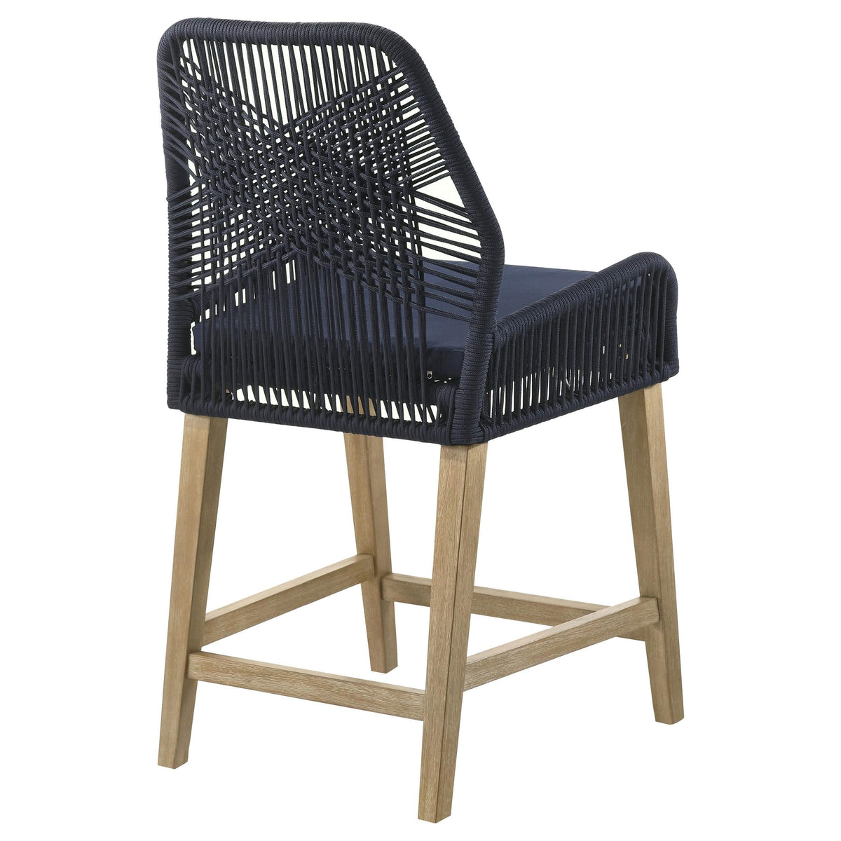 Silla de mostrador Nakia de cuerda tejida con cojín azul marino (juego de 2)