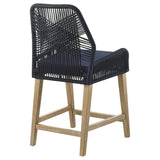 Silla de mostrador Nakia de cuerda tejida con cojín azul marino (juego de 2)