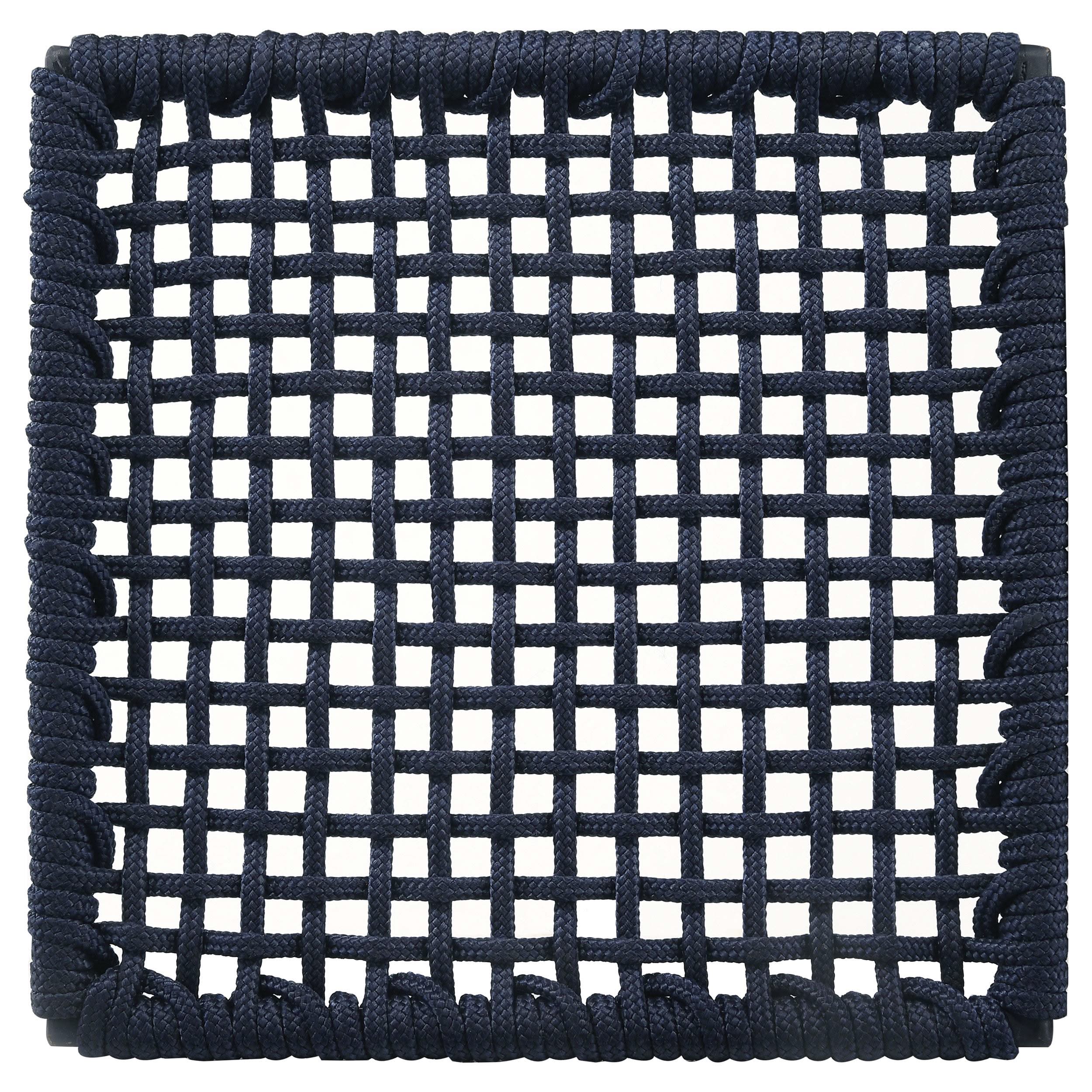 Silla de mostrador Nakia de cuerda tejida con cojín azul marino (juego de 2)