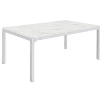 Mesa de comedor rectangular Athena de 64 pulgadas con imitación de mármol, cromada