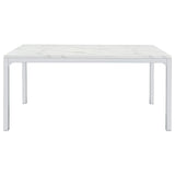 Mesa de comedor rectangular Athena de 64 pulgadas con imitación de mármol, cromada
