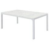 Mesa de comedor rectangular Athena de 64 pulgadas con imitación de mármol, cromada