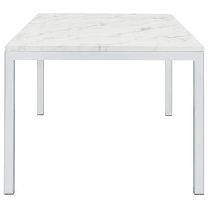 Mesa de comedor rectangular Athena de 64 pulgadas con imitación de mármol, cromada