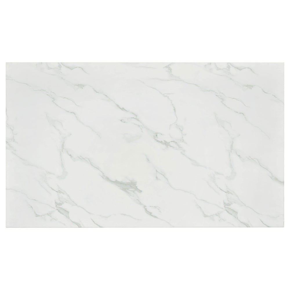 Mesa de comedor rectangular Athena de 64 pulgadas con imitación de mármol, cromada