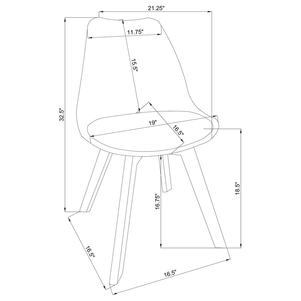 Silla de comedor Caballo de polipropileno color tostado (juego de 2)