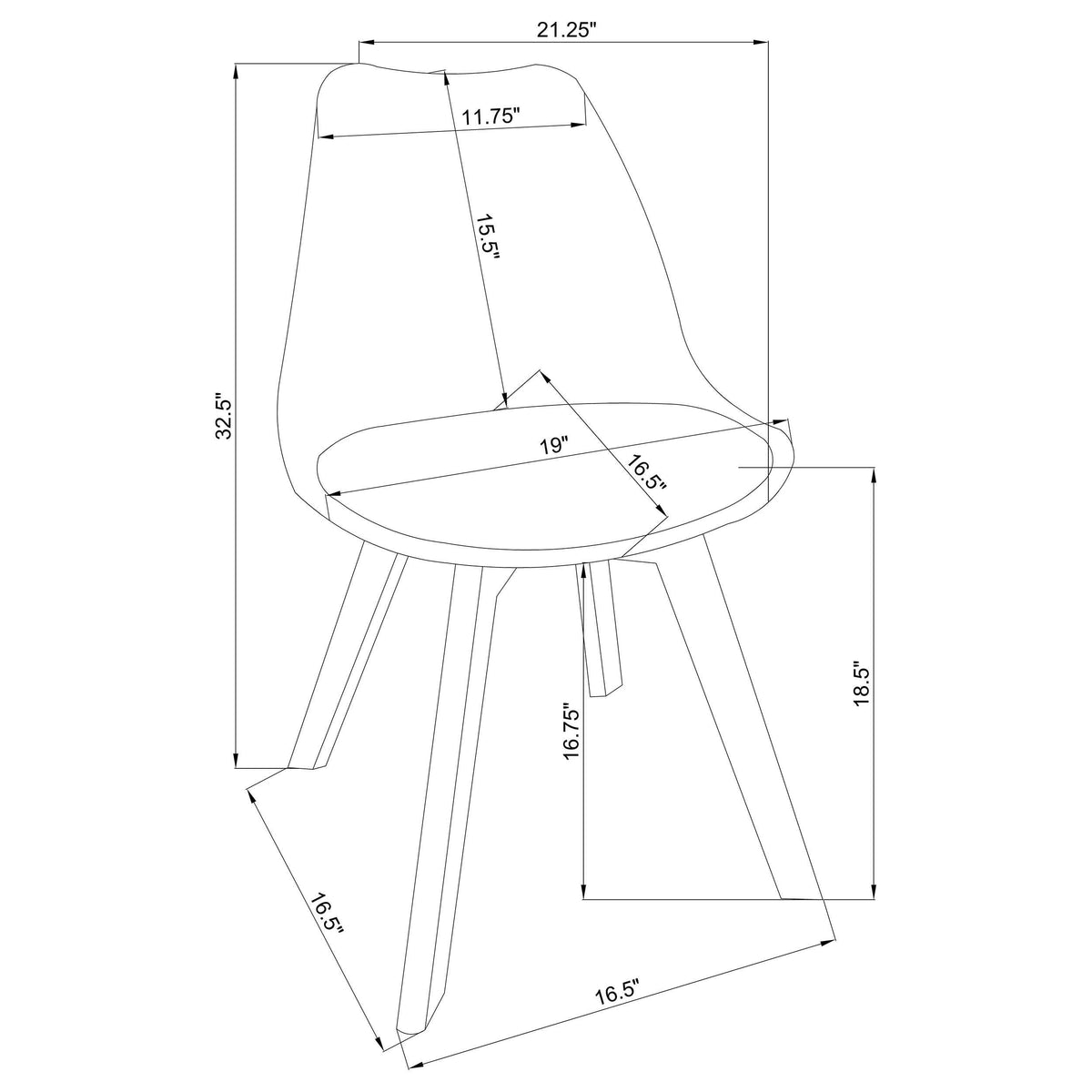 Silla de comedor Caballo de polipropileno color tostado (juego de 2)