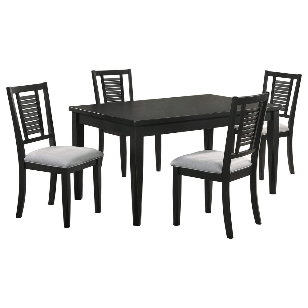 Juego de comedor rectangular Appleton de 5 piezas en negro lavado