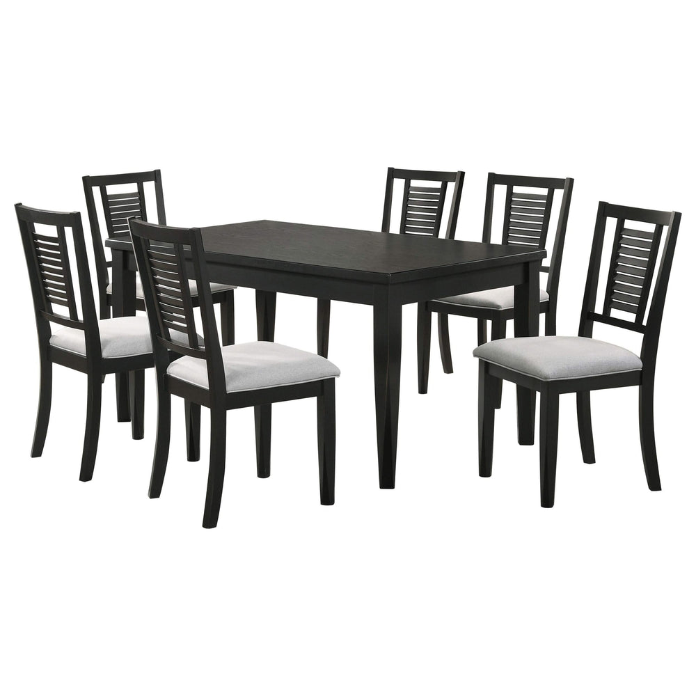 Juego de comedor rectangular Appleton de 7 piezas en negro lavado