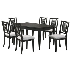 Juego de comedor rectangular Appleton de 7 piezas en negro lavado