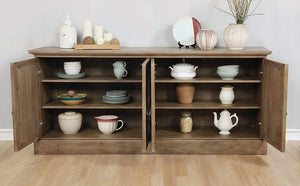 Aparador de comedor Brockway de 4 puertas, color marrón cebada