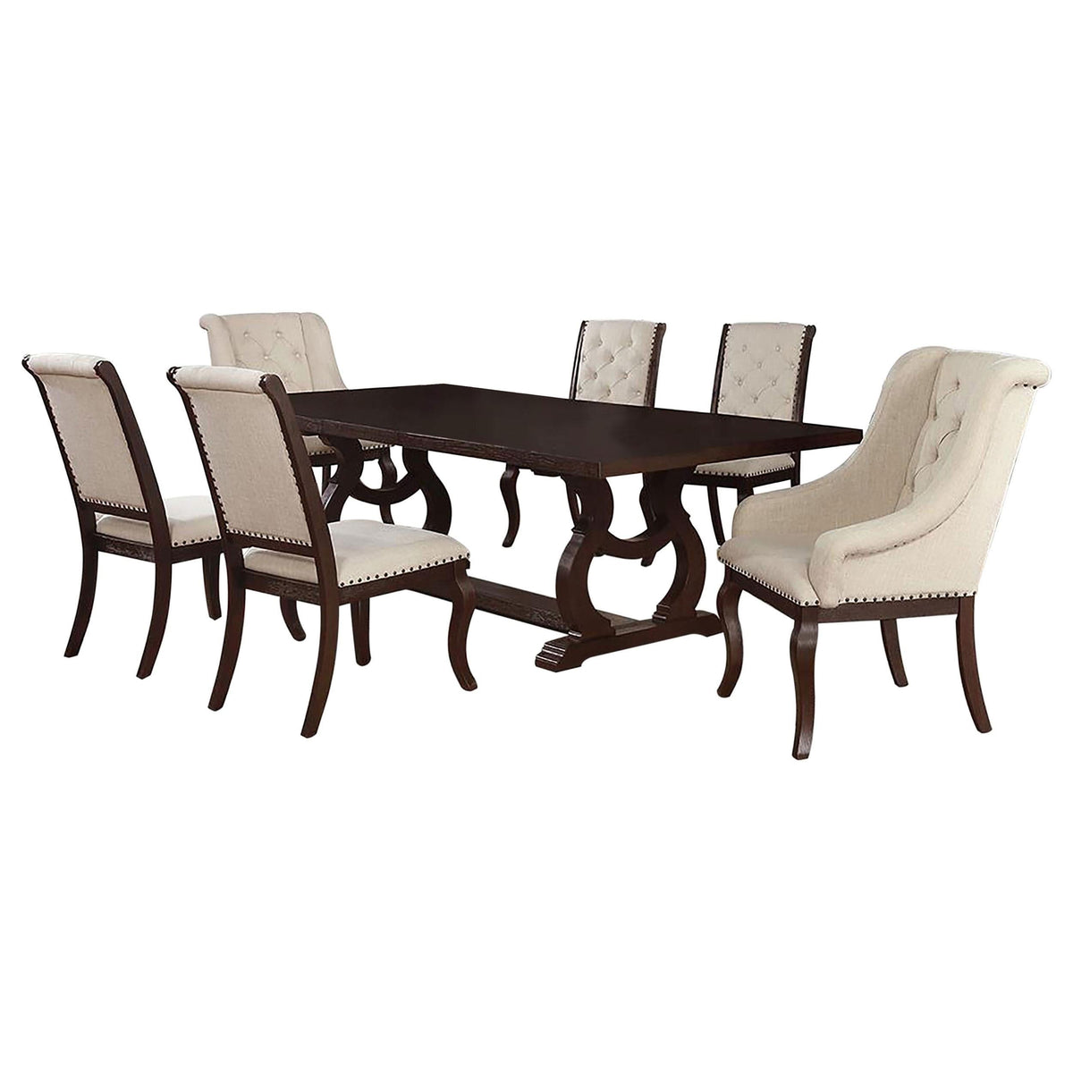 Juego de comedor Brockway de 7 piezas con hojas extensibles, estilo antiguo Java