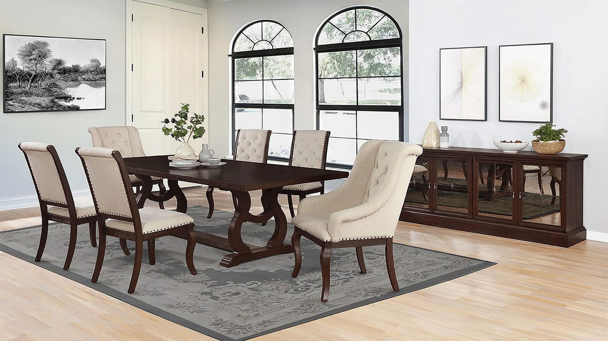 Silla de comedor tapizada Brockway Barley Java (juego de 2)