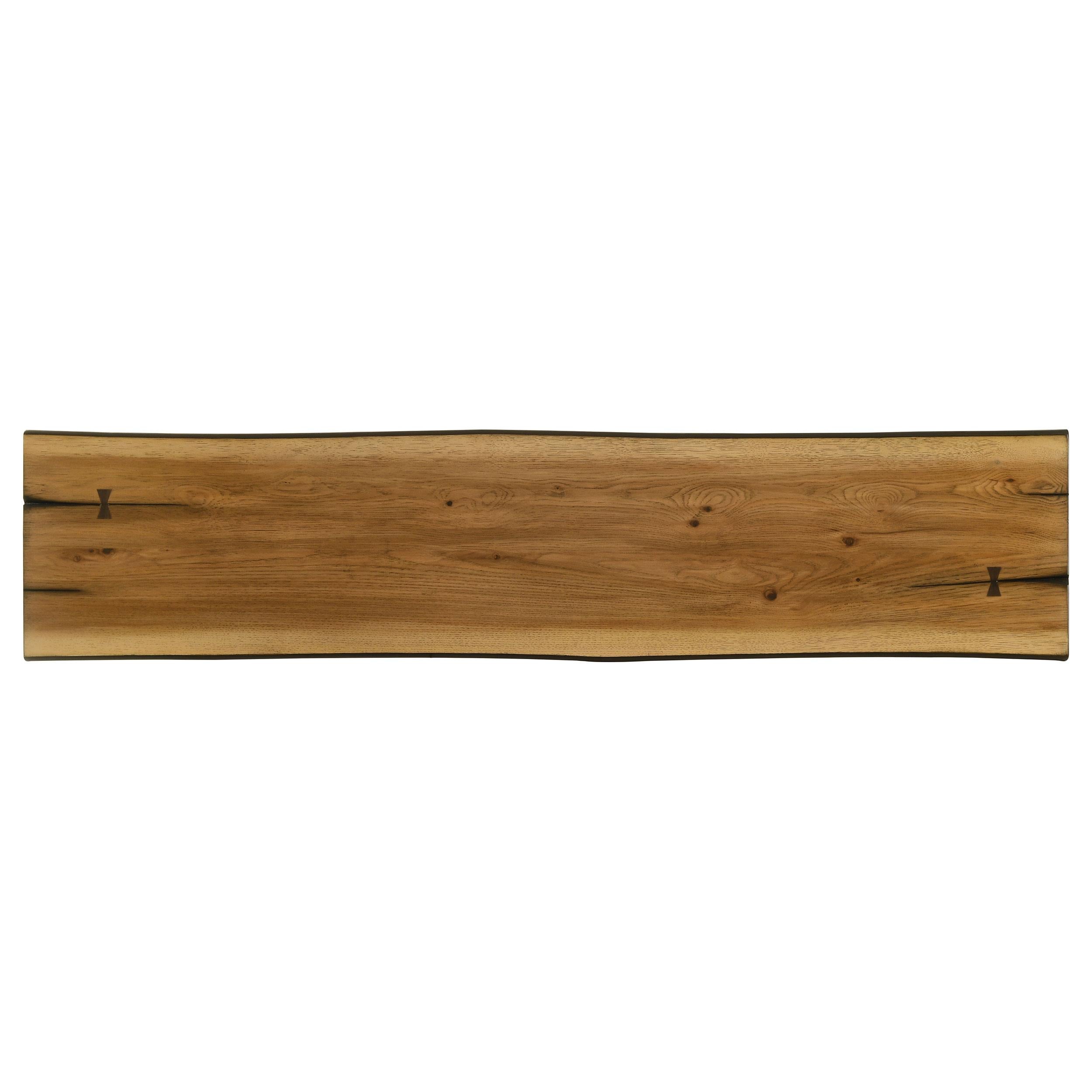 Bexley Wood Dining Bench Natural Honey and Smokey Black