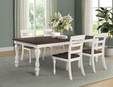 Juego de mesa de comedor rectangular Madelyn de 5 piezas en blanco costero