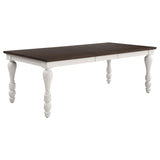 Juego de mesa de comedor rectangular Madelyn de 7 piezas en blanco costero