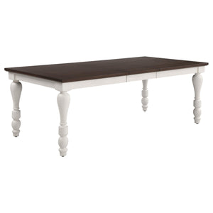 Juego de mesa de comedor rectangular Madelyn de 7 piezas en blanco costero