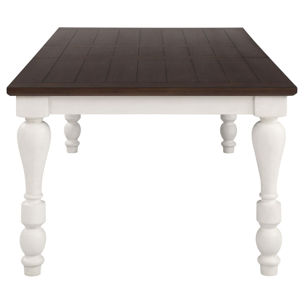 Juego de mesa de comedor rectangular Madelyn de 7 piezas en blanco costero