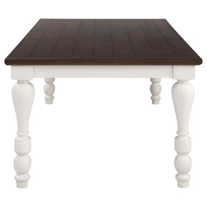 Juego de mesa de comedor rectangular Madelyn de 7 piezas en blanco costero