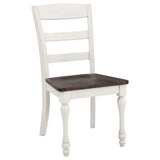 Juego de mesa de comedor rectangular Madelyn de 7 piezas en blanco costero