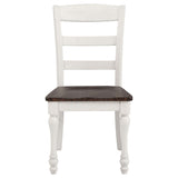 Juego de mesa de comedor rectangular Madelyn de 7 piezas en blanco costero