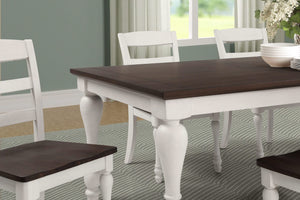 Juego de mesa de comedor rectangular Madelyn de 7 piezas en blanco costero