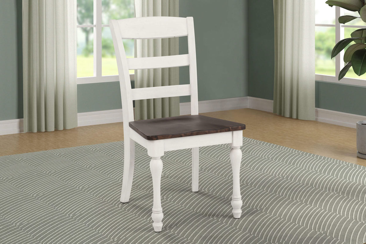 Silla de comedor de madera Madelyn en blanco costero (juego de 2)