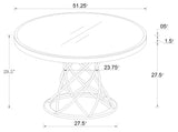 Juego de comedor Irene de 5 piezas con tapa de vidrio redonda, blanco y cromado