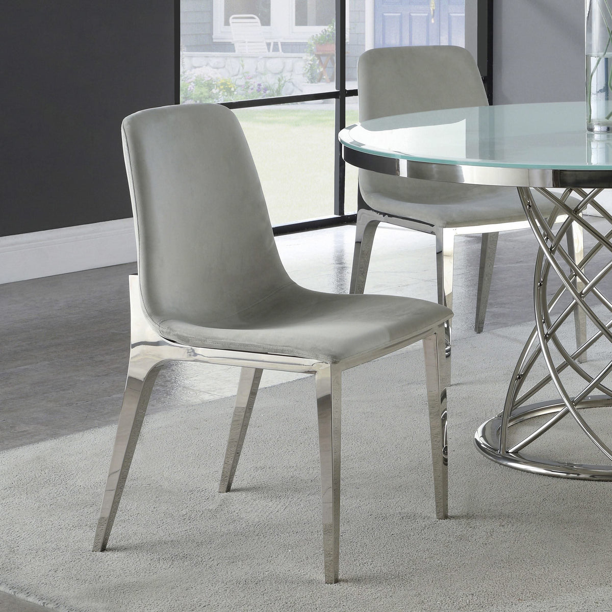Silla de comedor tapizada Irene gris claro (juego de 4)