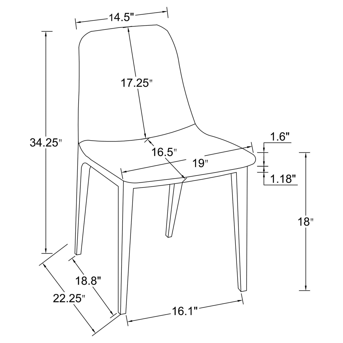 Silla de comedor tapizada Irene gris claro (juego de 4)