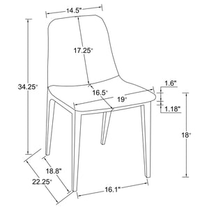 Silla de comedor tapizada Irene gris claro (juego de 4)
