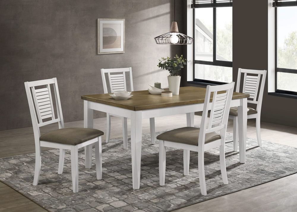 Juego de comedor rectangular Appleton de 5 piezas en blanco desgastado