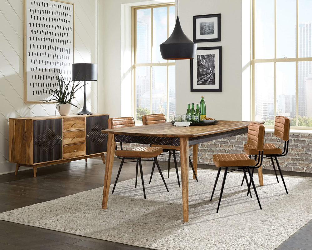 Juego de comedor Partridge de 5 piezas en sheesham natural y camello