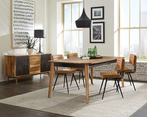 Juego de comedor Partridge de 5 piezas en sheesham natural y camello