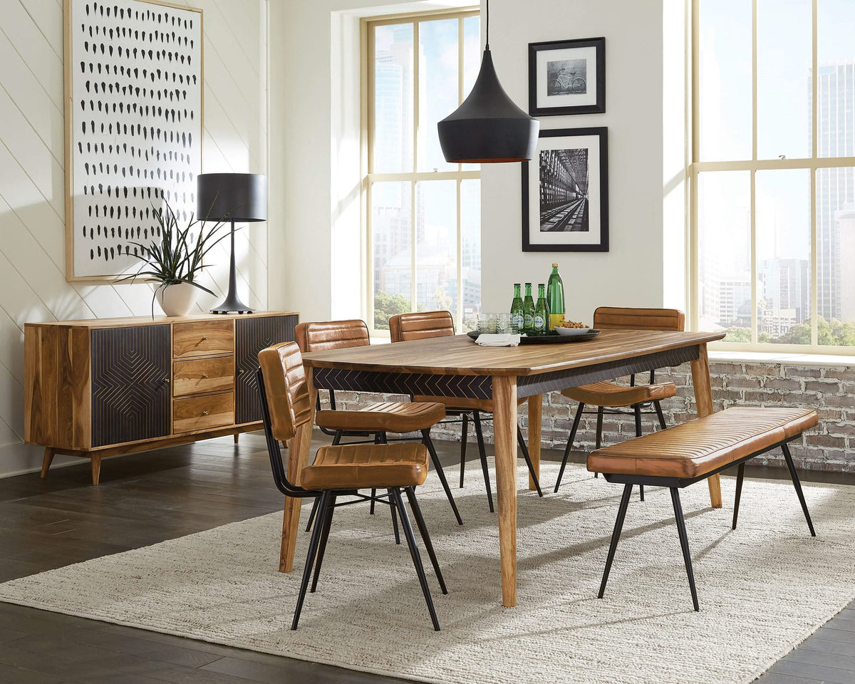 Juego de comedor Partridge de 6 piezas en sheesham natural y camello