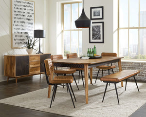 Juego de comedor Partridge de 6 piezas en sheesham natural y camello
