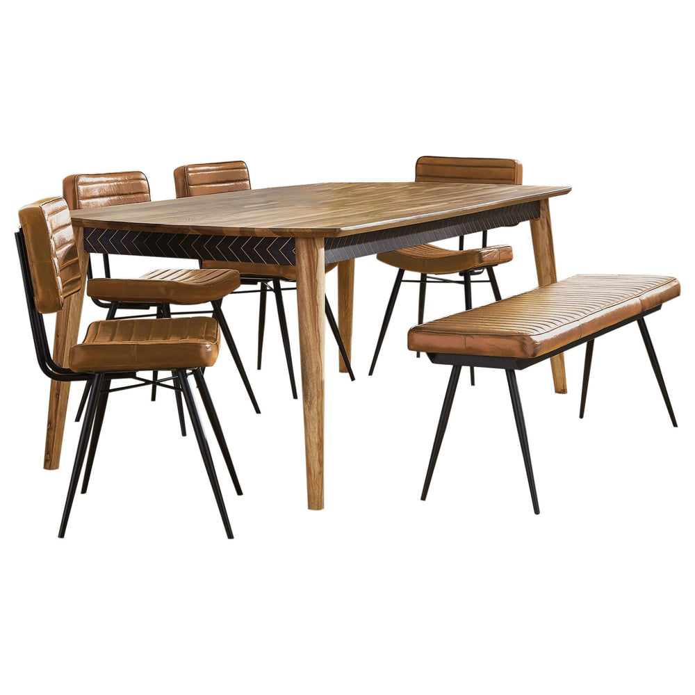 Juego de comedor Partridge de 6 piezas en sheesham natural y camello